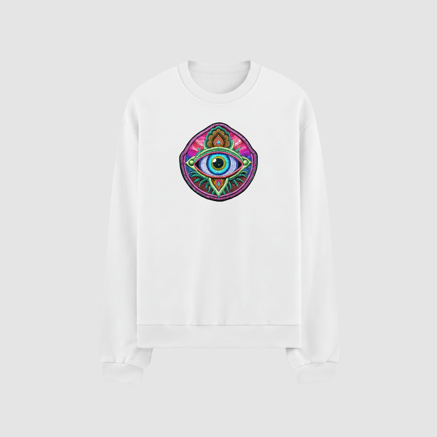 Sweatshirt Oversize Premium Kadın Beyaz